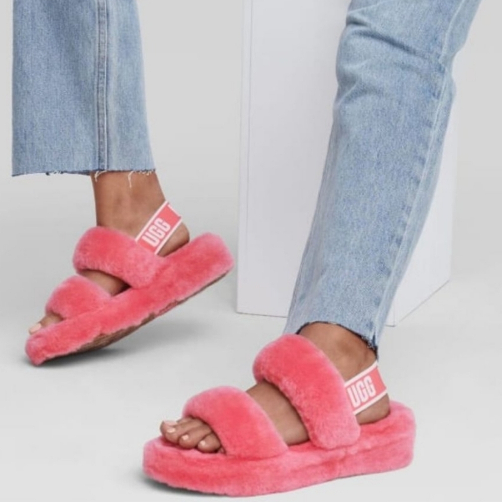 UGG Oh Yeah Slide Sheepskin Slipper Sandal Shoes Women Size 10
